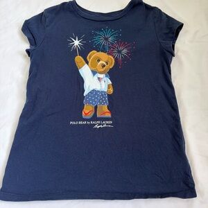 Polo Ralph Lauren Polo Bear USA Fireworks Tee Kids M 8 10 Navy Americana Shirt
